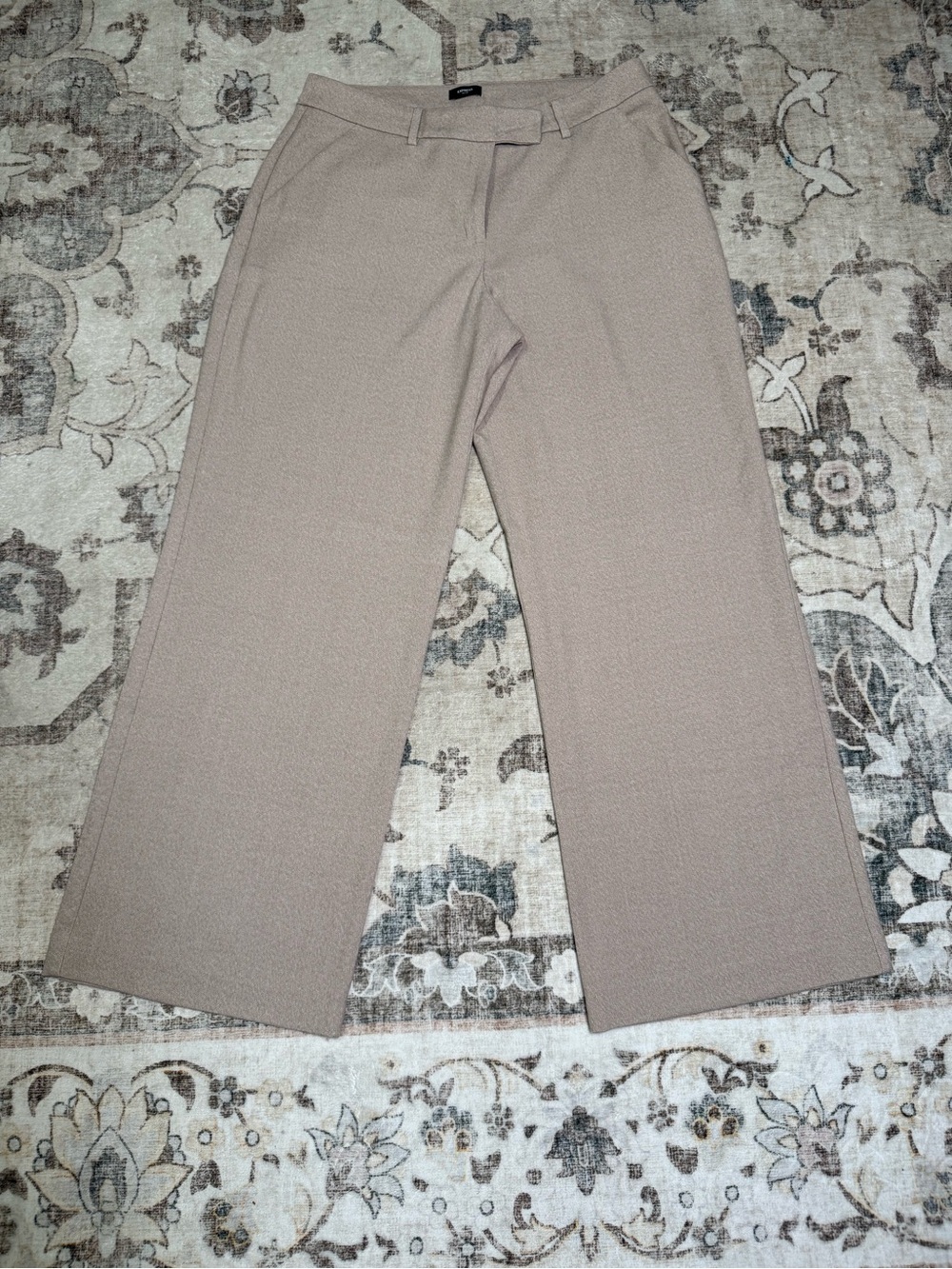 Express Editor mid rise relaxed trouser Wide Leg Pants in Light Taupe Tan